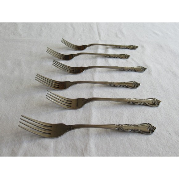Roberts Rogers Co Korea & Taiwan DELIGHT Stainless Lot of 6x Dinner Forks 6.9" - Picture 9 of 10